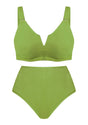 V-wire Plunge Textured Two-piece Bikini Set - HSIA