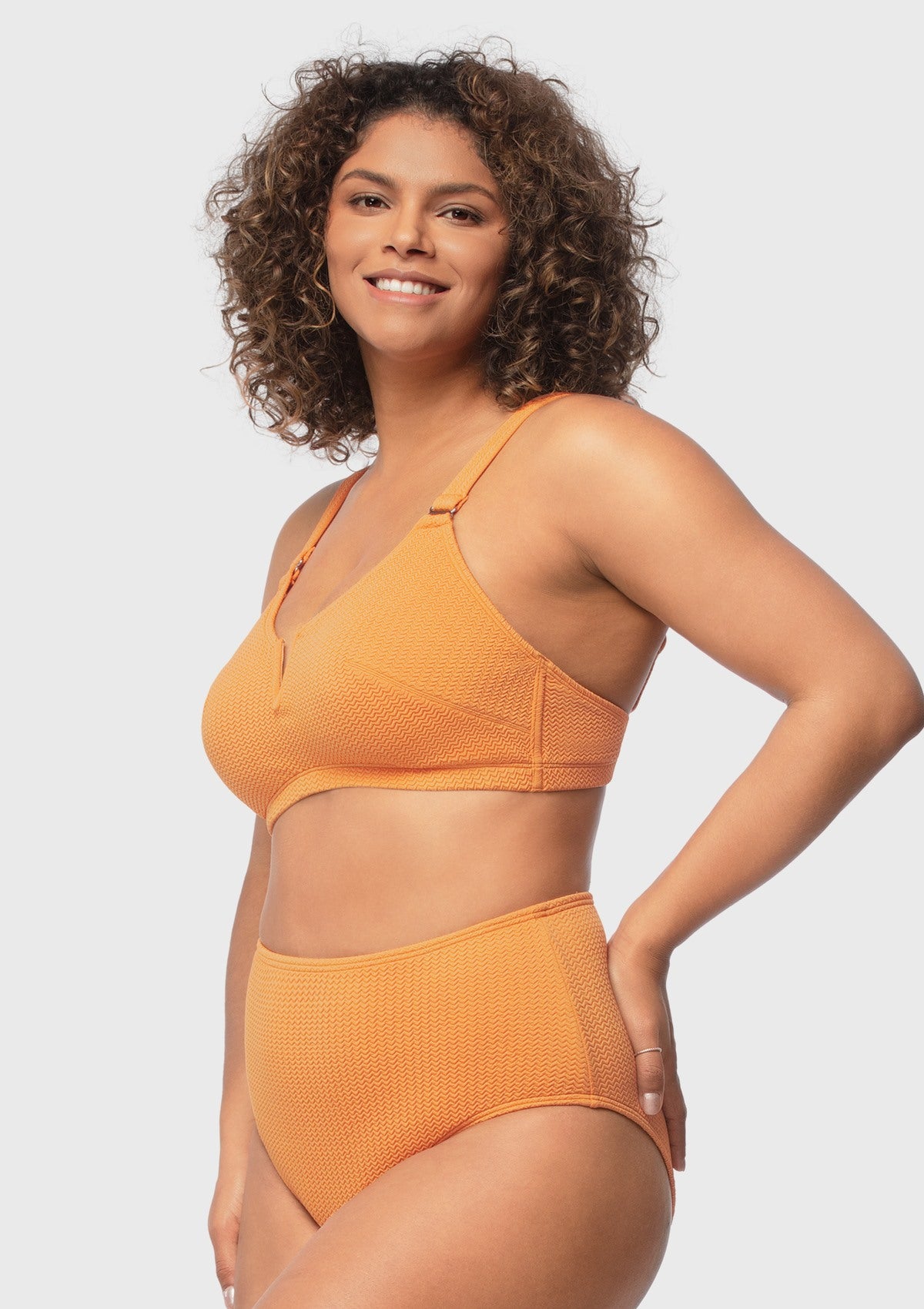 V-wire Plunge Textured Two-piece Bikini Set - HSIA
