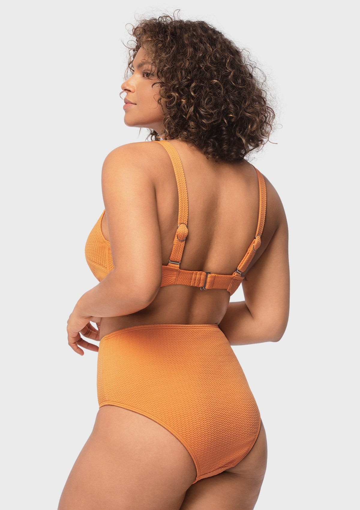 Sandwich Air cup V-wire Plunge Textured Two-piece Bikini Set - HSIA