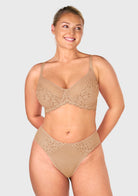 Winter Sonata Embroidered Lace Trim Full Coverage Unlined Underwire Bra - HSIA
