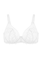 Winter Sonata Embroidered Lace Trim Full Coverage Unlined Underwire Bra - HSIA