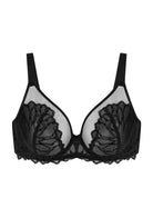 Winter Sonata Embroidered Lace Trim Full Coverage Unlined Underwire Bra - HSIA