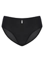3D product render of black Bella smooth sheer mesh bikini underwear with a 100% cotton crotch.