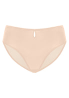 3D render of Warm Beige Bella sheer mesh bikini underwear, featuring a stretch scratch-less material.
