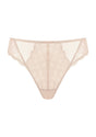 3D display of the beige high waist lace panties for women, offering a seamless invisible look that is perfect for under tight dresses.