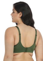 Billie Cross Front Strap Dark Green Smooth Sheer Mesh Underwire Bra - HSIA