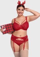 HSIA Renna Holiday Embroidered Red Mesh Thong Underwear - HSIA