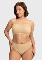 Wireless Plus Size Strapless Bra with Non-Slip Silicone & Moisture-Wicking Cups - HSIA