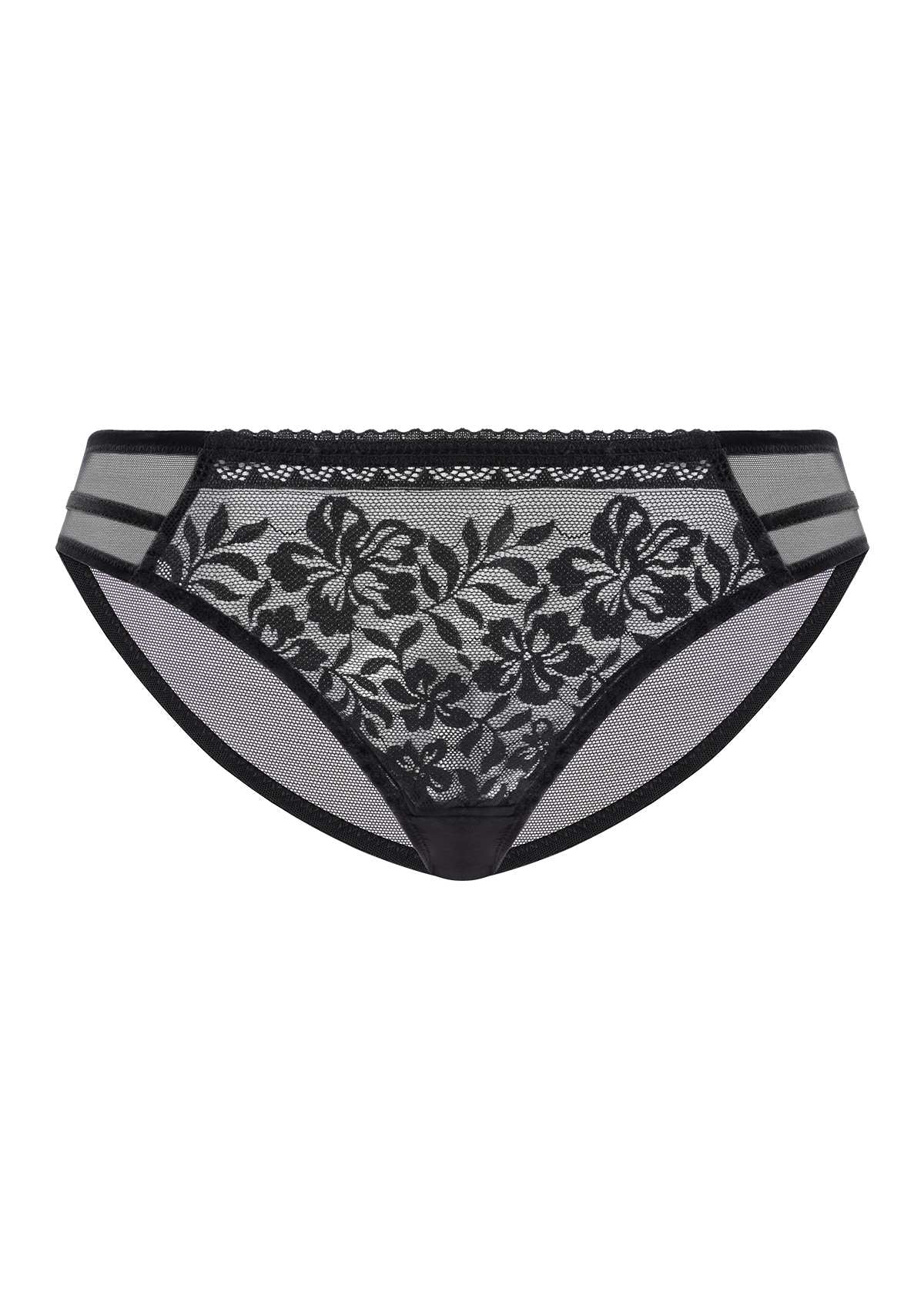 Gladioli Black Floral Lace Bikini Underwear - HSIA