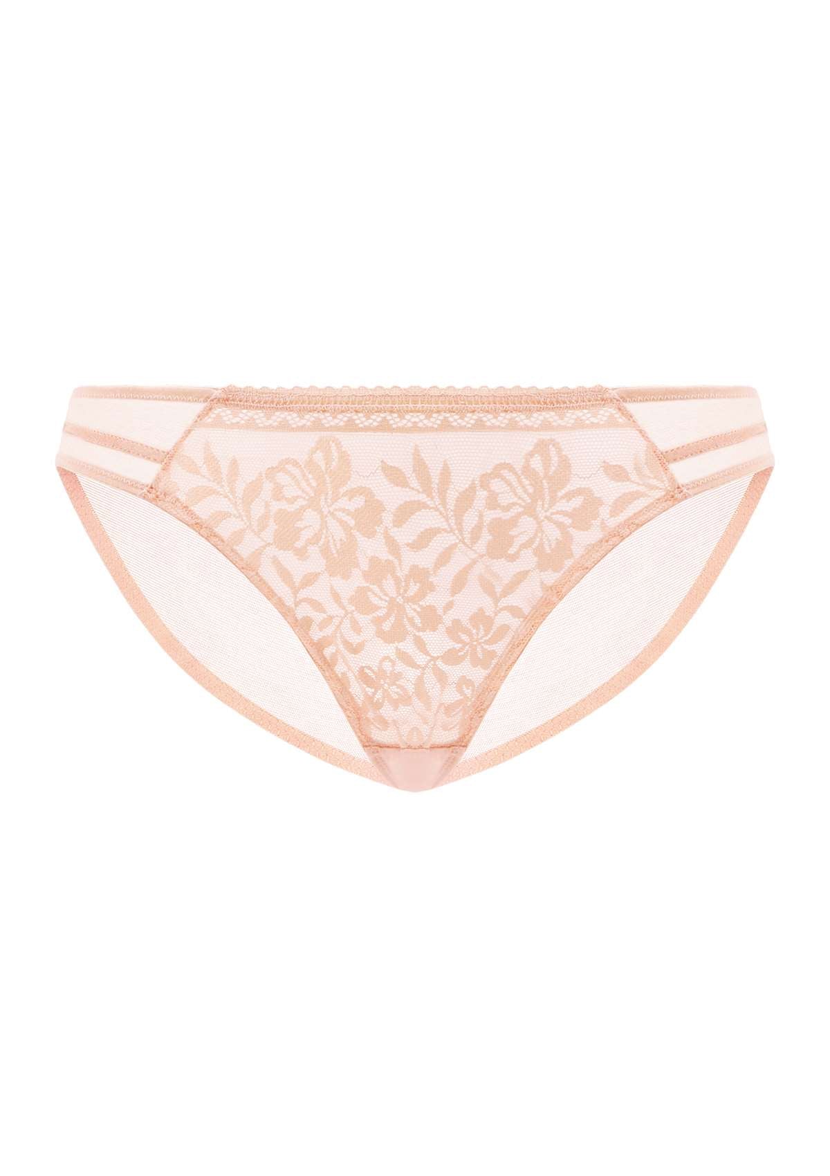 Gladioli Peach Floral Lace Bikini Underwear - HSIA