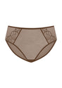 Crisp white background image of the Coffee Brown HSIA Pearl Shimmer matching panty, crafted with highly elastic mesh and a healthy cotton crotch for women who refuse to compromise.