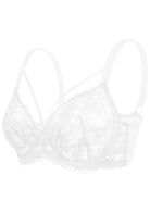 Pretty In Petals Black Unlined Strappy Lace Bra - HSIA