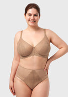 (Cardi B recommends)Mermaid Scales Lace Beige Brown Unlined Bra - HSIA