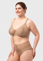 (Cardi B recommends)Mermaid Scales Lace Beige Brown Unlined Bra - HSIA
