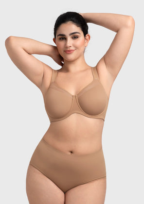 HSIA Alina Full Coverage Underwire Bra Plus Size Supportive Unlined Adjustable Strap Comfort Fit T-Shirt Style - HSIA