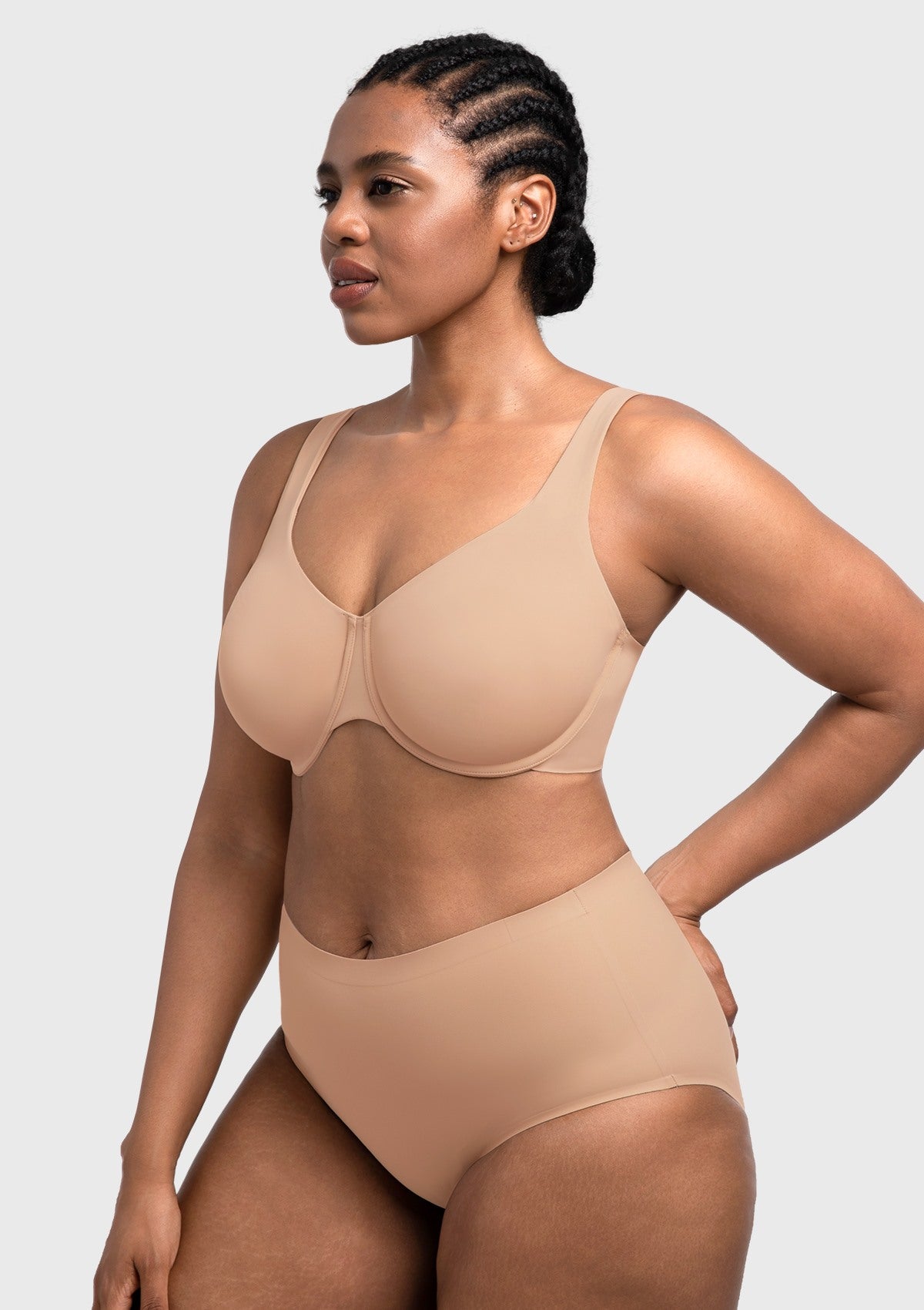 Full Coverage Plus Size T-Shirt Bra with Silky Satin Feel - HSIA