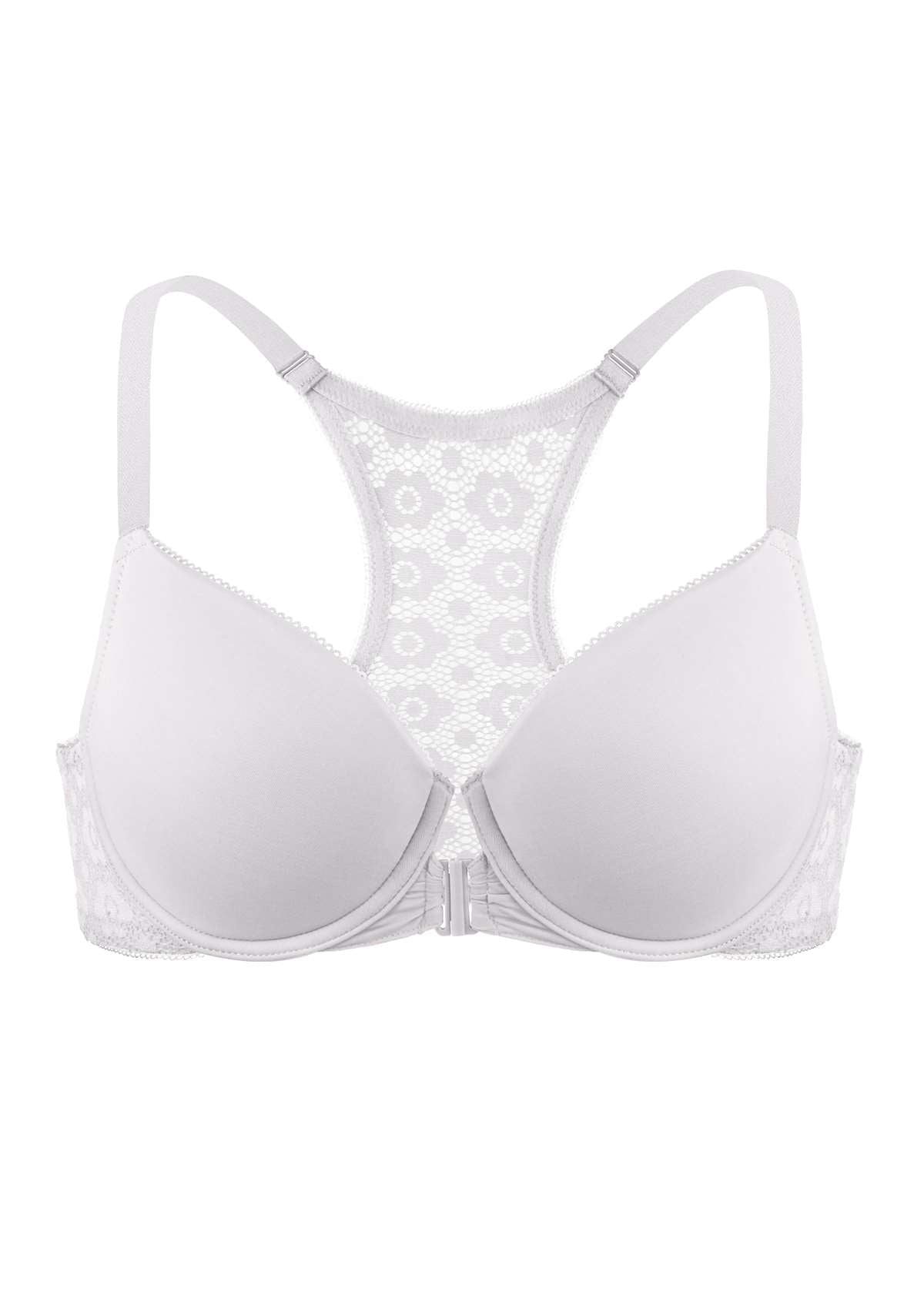 Serena Front-Close Lace-Back Racerback Underwire Bra - HSIA