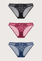 Pretty In Petals Breathable Sexy Lace Bikini Underwears 3 Pack - HSIA