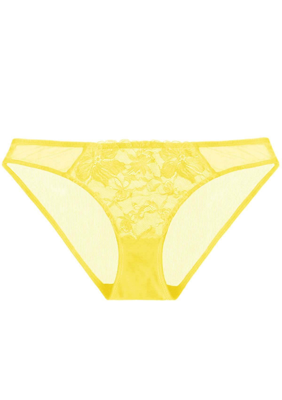 Pretty In Petals Bright Yellow Lace Bikini Underwear - HSIA