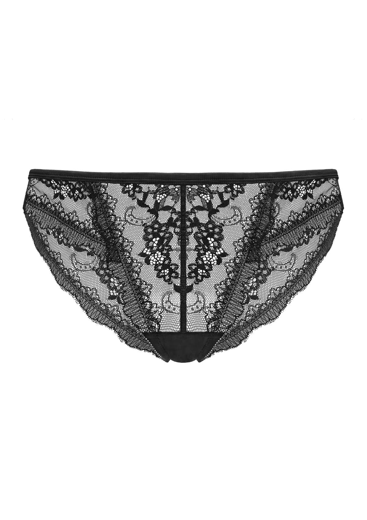 HSIA Floral Bridal Lace Back Black Bikini Underwear - HSIA