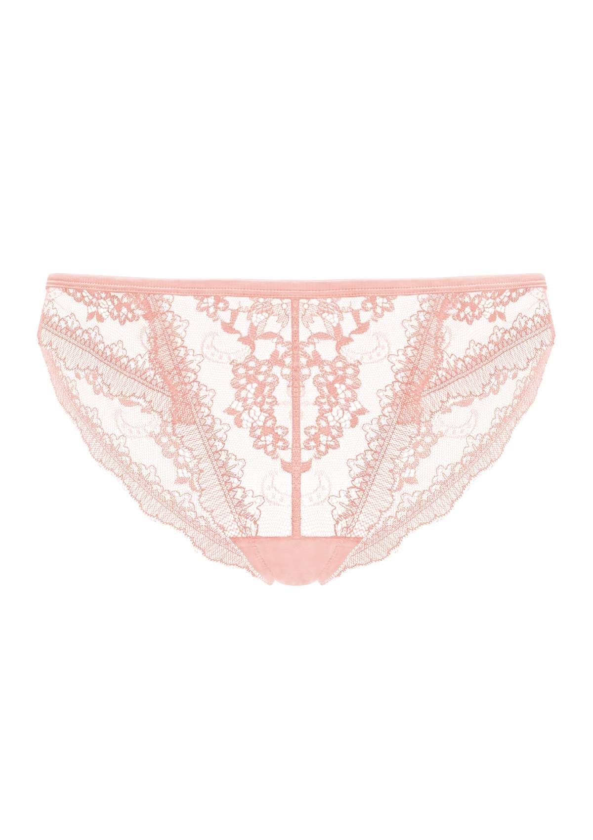HSIA Floral Bridal Lace Back Pink Bikini Underwear - HSIA
