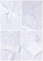 Deep V Lace Sheer Mesh Bodysuit Lingerie - HSIA