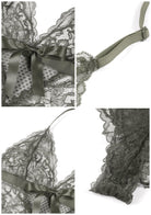 Deep V Lace Sheer Mesh Bodysuit Lingerie - HSIA