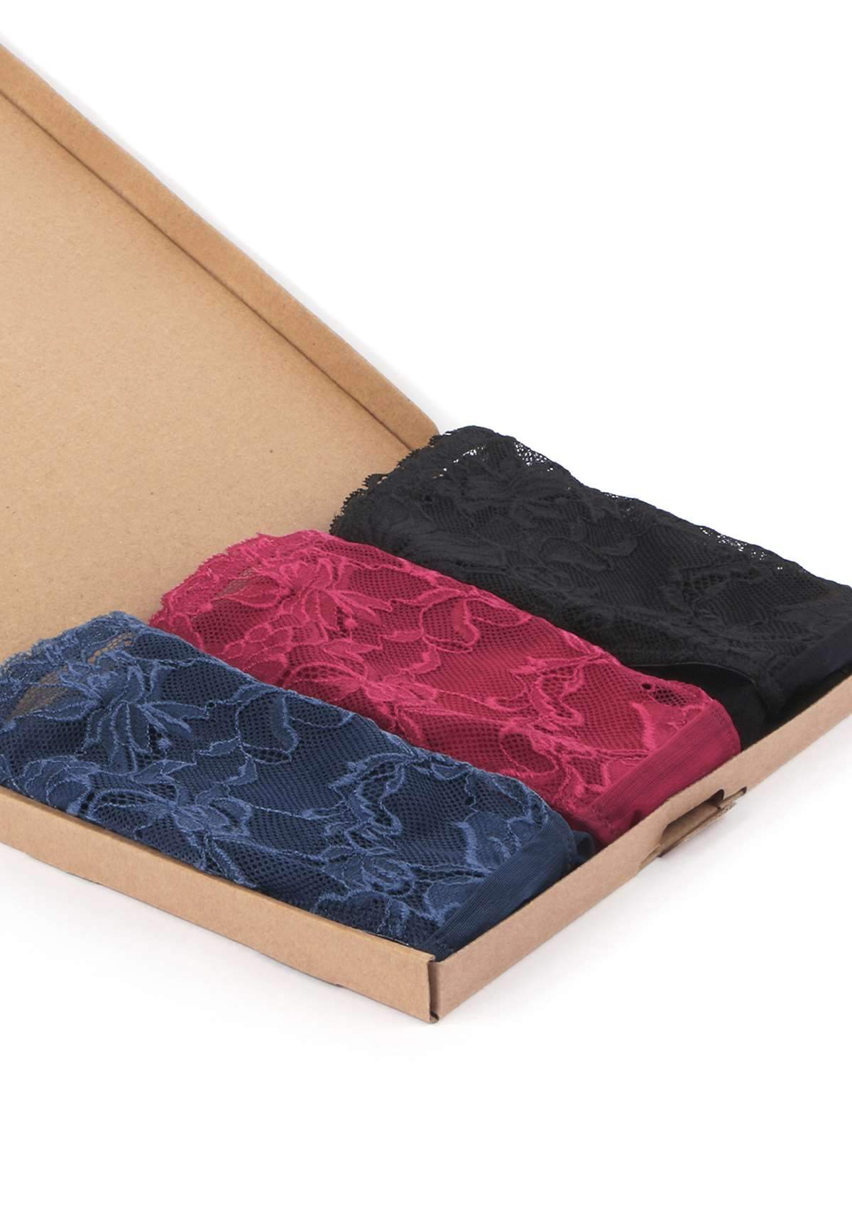 Pretty In Petals Breathable Sexy Lace Bikini Underwears 3 Pack - HSIA