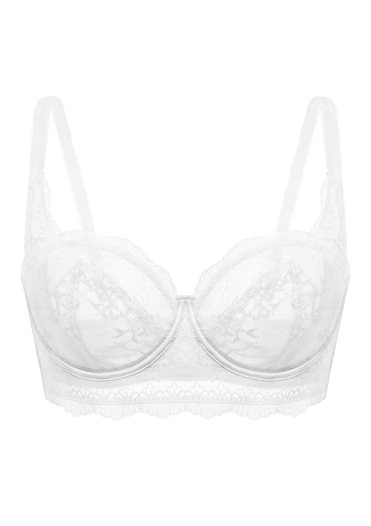 HSIA Floral Lace Unlined Bridal White Balconette Bra Set - HSIA