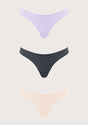 HSIA Ribbed Knit Cotton Thong Underwear 3 Pack - HSIA