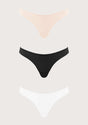 HSIA Ribbed Knit Cotton Thong Underwear 3 Pack - HSIA