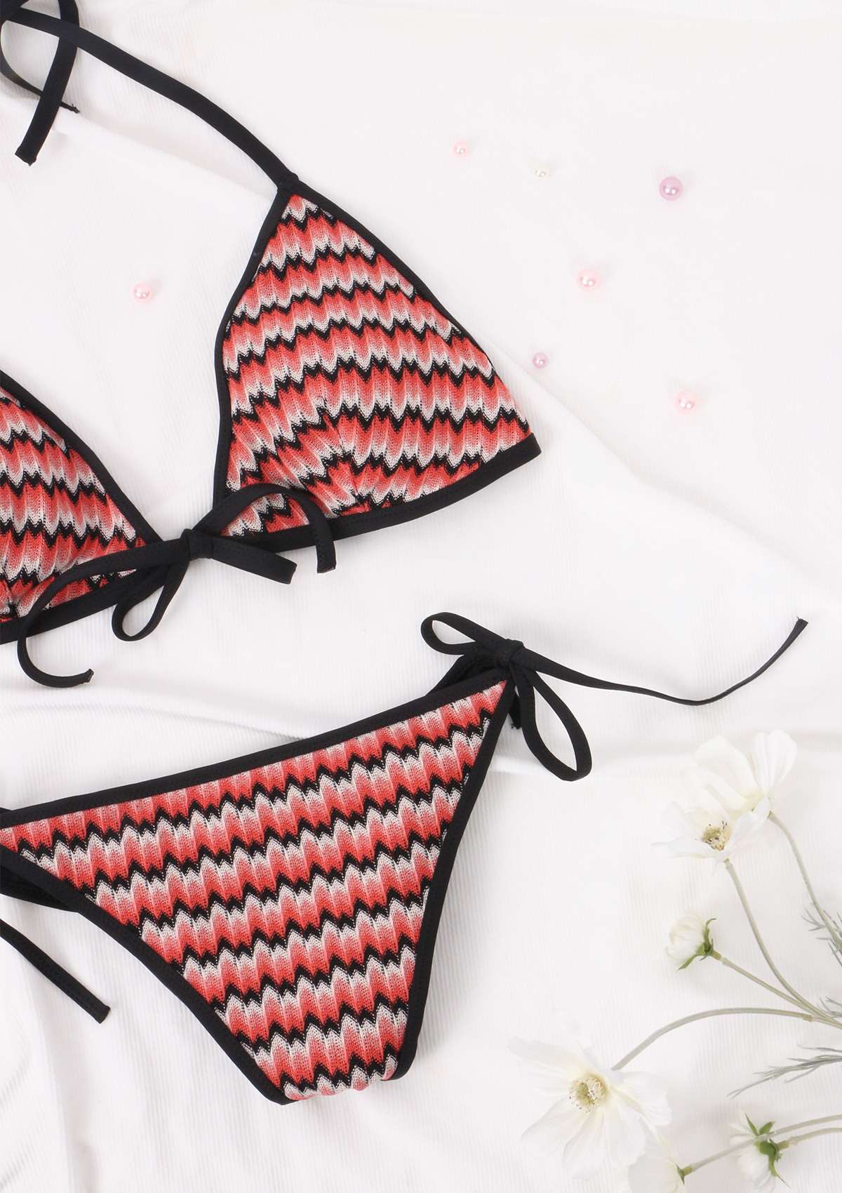 Two Piece Halter Tie Side Bikini Bathing Suit - HSIA